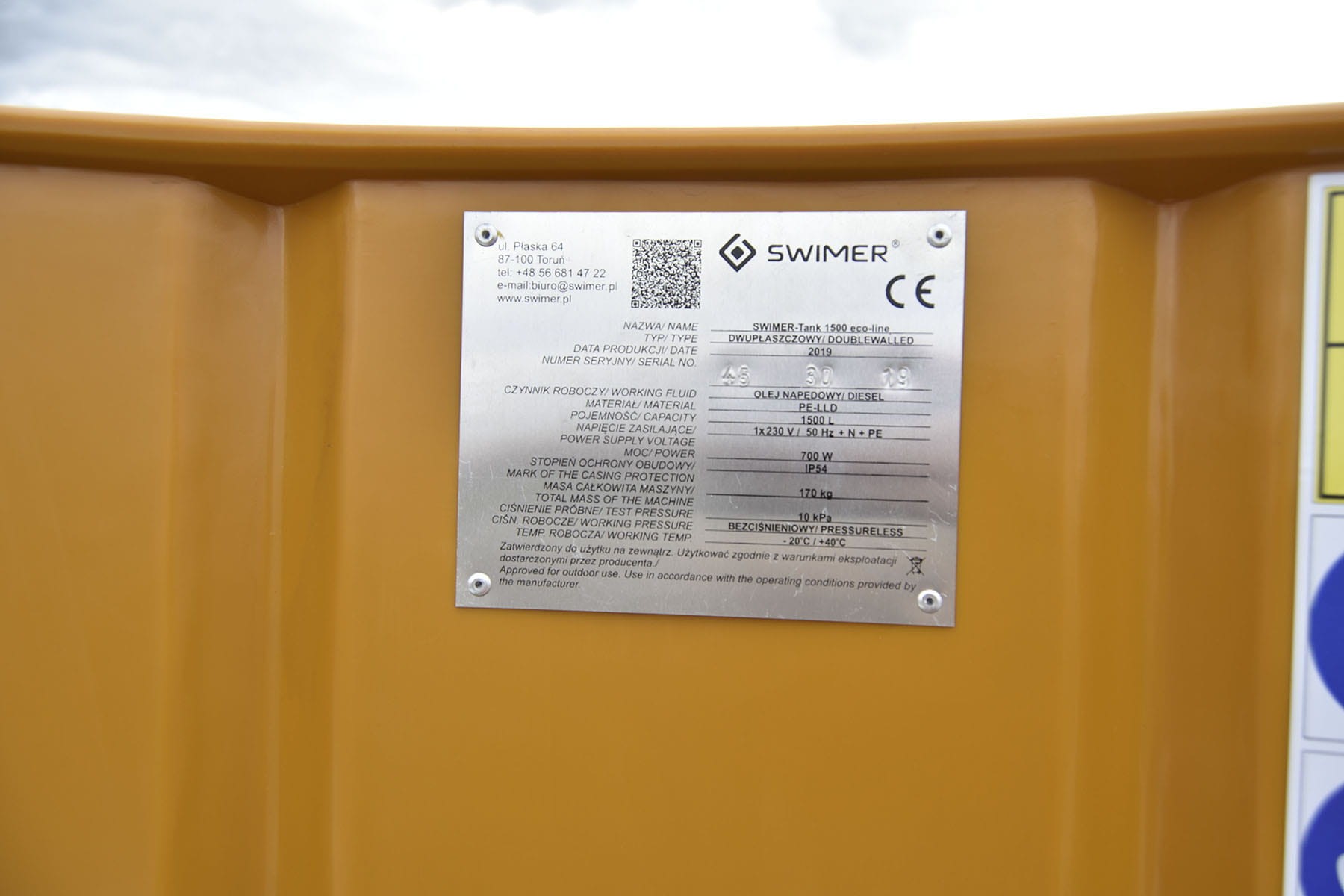 Zbiornik dwupłaszczowy 1500 litrów Swimer Ecoline Basic - obrazek 6